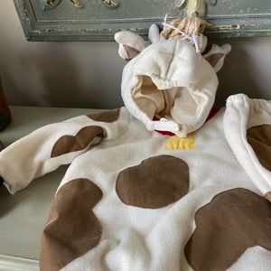 Pottery barn kids cow costume brown white